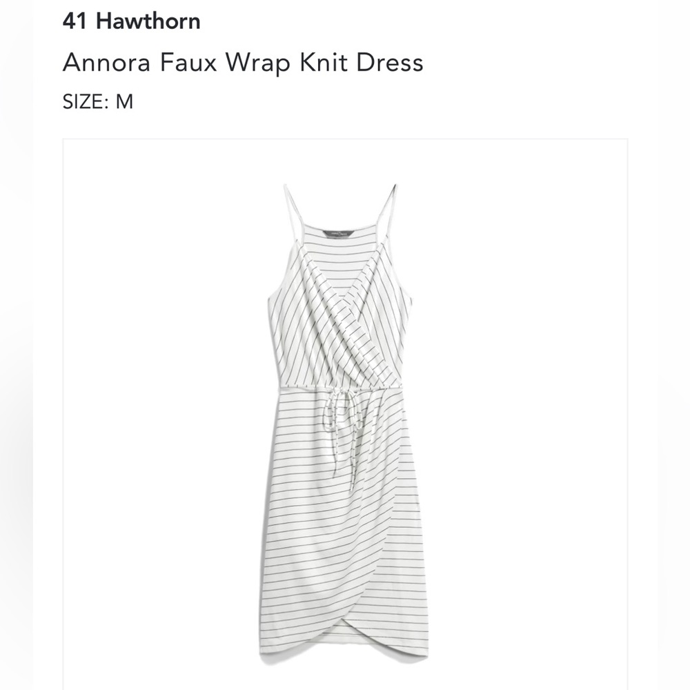 StitchFix 41 Hawthorn White and Navy faux wrap dress size M